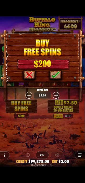 Buffalo King Megaways UK Free Spins triggered with Bonus scatter symbols