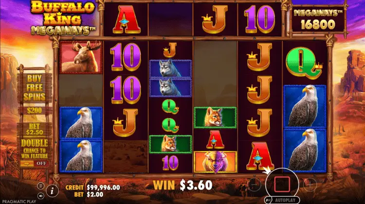 Buffalo King Megaways tumble feature showing symbols cascading after win