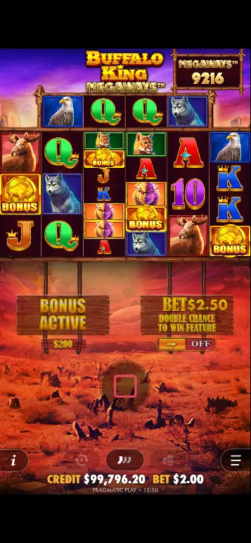 Buffalo King Megaways online Wild symbols appearing on middle reels